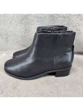 David Tate Shoes Womens Size 8 Wide Black Leather Side Zip Ankle Boots *Read*